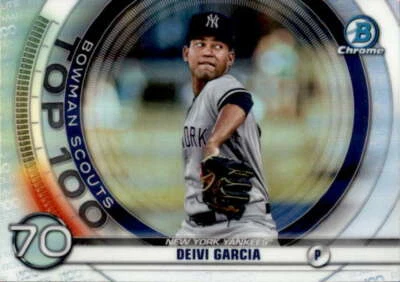 2020 Bowman Chrome #BTP-70 Deivi Garcia Scouts Top 100 Refractor Yankees  - Image 1 of 2