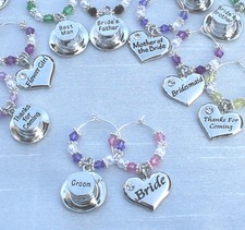 Personalised Wedding Table Decorations Champagne Wine Glass Charms Favours DIY