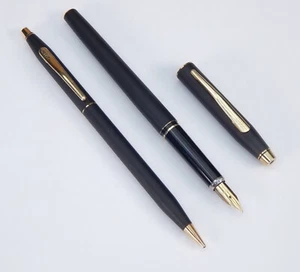 Lápiz mecánico y pluma estilográfica Cross Century negro mate torcido - Imagen 1 de 16