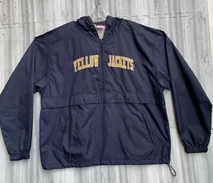 Vtg Georgia Tech Yellow Jackets Windbreaker Champion Mens XL Blue Nylon 1/2 Zip - Picture 1 of 7