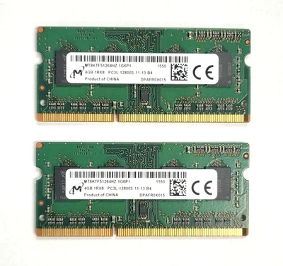 Micron 8GB Kit ( 2 x 4GB ) DDR3-1600 1RX8 PC3L-12800S 1.35V Laptop Memory SODIMM - Image 1 of 2