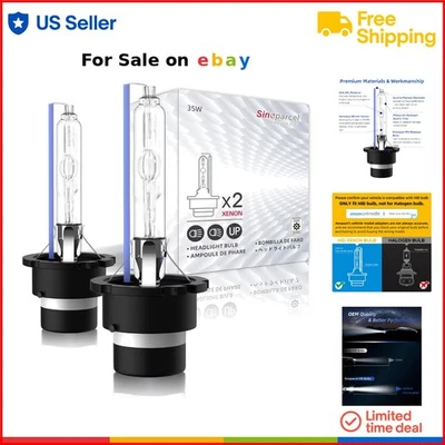 D4S Xenon HID Headlight Bulbs 8000K 35W High Low Beam Replacement Pack of 2 - Image 1 of 4