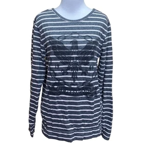 Obey Propaganda Striped Scoop Neck Eagle Sweater Size Small - Picture 1 of 8