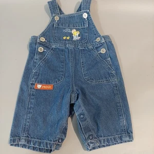 Vintage Baby Denim Overalls 0-3 Months EMBROIDERED LITTLE FARMER - Picture 1 of 11