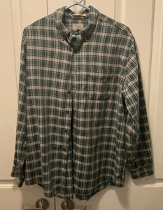 Vintage LL Bean Tradition Fit Green Plaid LS Shirt Size L EUC - Picture 1 of 2
