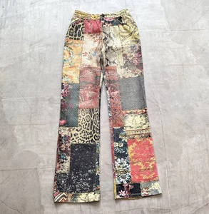 RARE Roberto Cavalli Vintage 00s Patchwork Abstract Jeans - Picture 1 of 24
