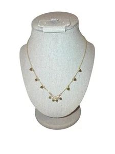 Michal Negrin Signed Swarovski Crystal Flower Bronze Ball Chain Necklace 16" A - Picture 1 of 11