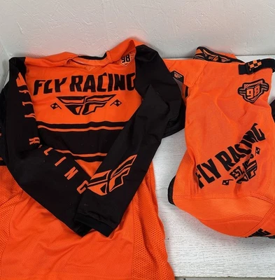 Fly Racing Kinetic Mesh Jersey And Pant Set Mens Medium 30 Orange And Black - Image 1 of 4
