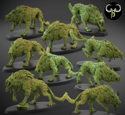 Giant Ogre Sabertooth Wolf Pack X10 28mm Fantasy Monsters Miniatures - Image 1 of 4