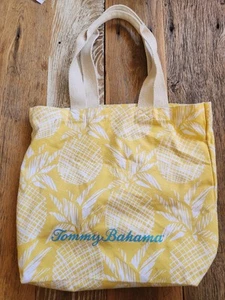 Tommy Bahama Pineapple Tote Bag Yellow White Casual Beach Sack - Picture 1 of 11