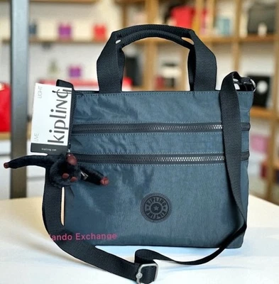 Bolsa tiracolo Kipling Miah nylon cinza satchel (MSRP $124) - Imagem 1 de 4