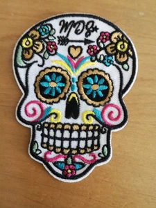 Embroidered Sugar Skull Patch Día De Los Muertos Halloween Iron On Size 2.25"x3" - Picture 1 of 1