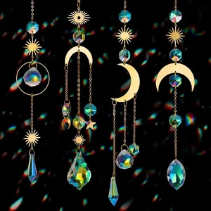Cristallo Suncatcher, 4 Pezzi Cattura Sole Cristalli da Appendere per Finestre da Interno - Foto 1 di 6