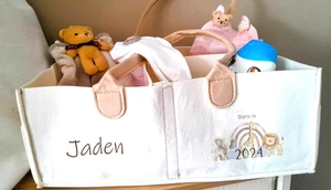 Personalised safari animals  nappy Caddy, diaper organised, baby shower blanket - Picture 1 of 3