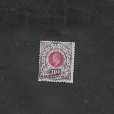 NATAL 1902 EDWARD VII 10/- ROJO Y MARRÓN EN MUY BUEN ESTADO WMK CROWN CC SG 141 c£50+ Foto 1 de 2