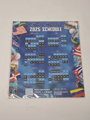 Miami Marlins 2025 MLB Calendario Calendario Imán 9x8 pulgadas Día Inaugural SGA Foto 1 de 3