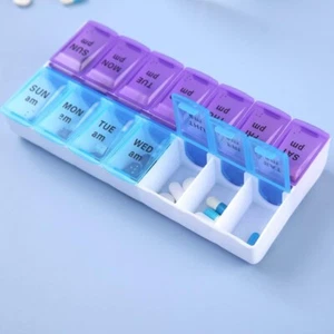 BEST Pills Box Medicine 7 Day Dispenser Organizer Holder Case Large AM PM Weekly - Picture 1 of 7