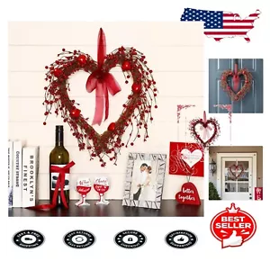 Lightweight 17" Red Heart Wreath - Perfect Valentine's Day Gift & Decoration - Picture 1 of 9