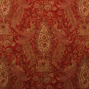 WAVERLY JEWEL TOWER MASALA RED PAISLEY BIRD MULTIPURPOSE FABRIC BY YARD 54"W - Picture 1 of 5