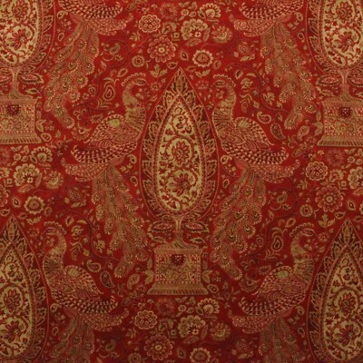 WAVERLY JEWEL TOWER MASALA RED PAISLEY BIRD MULTIPURPOSE FABRIC BY YARD 54"W - Image 1 of 4
