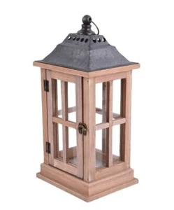 Better Homes & Gardens Rustic Wood Candle Holder Lantern, Small - Picture 1 of 1