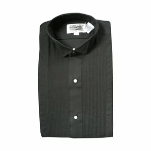 Camisa de esmoquin negra para niño con cuello de ala y pliegues de 1/8" - Imagen 1 de 1