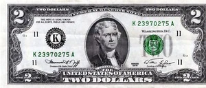 2,00 $ Federal Reserve Schein Serie 1976 Dallas - Bild 1 von 2