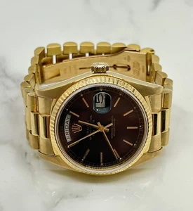 Rolex Day-Date 18038 36mm Yellow Gold Dial President Bracelet Watch - Picture 1 of 8