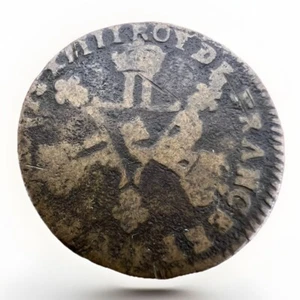 France Louise XIV , 6 Denier 1712 & Montpellier . KM#400 5.52gr S062 - Picture 1 of 2