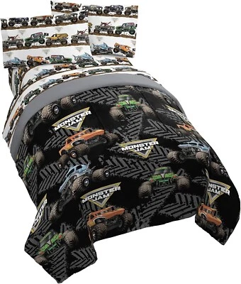 Jay Franco Monster Jam Tracks 5 Piece Full Bed Set - Includes Comforter & Sheet - Image 1 of 4