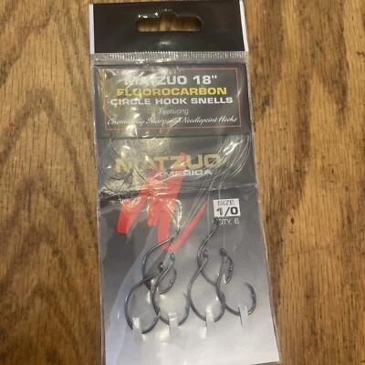 "Gancho circular de fluorocarbono Matzuo 18"" Snells tamaño 1/0 cantidad 6 nuevo en stock" Foto 1 de 4