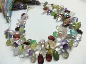 3 STRANDS LOT MULTI MIX STONE PEAR FACETED 5X7-5.5X7.5 MM BEADS 7" LONG - Picture 1 of 4