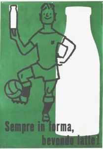 Póster original vintage FÚTBOL BEBIDA LECHE MANTENERSE EN FORMA c.1960 - Imagen 1 de 1