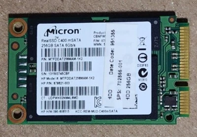 Micron RealSSD  c400 mSATA 256GB SATA Internal - HP 679821-003 702866-001 - Image 1 of 2