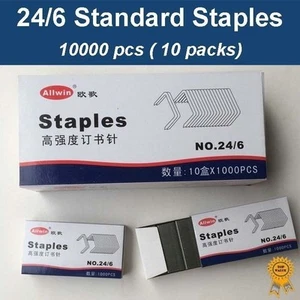 10x1000 pcs, 24/6, Standard Heavy Duty Staples, Refill School Home Office staple - Foto 1 di 1