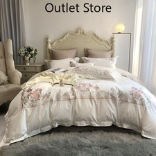 Luxury Egyptian Cotton Flower Embroidery 4/7pcs Bedding Set  Cover Bed Sheet