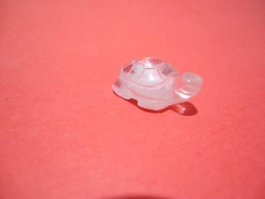 NEW OLD STOCK CLEAR ROCK CRYSTAL CARVED TURTLE BEAD PENDANT HALF DRILLED - Picture 1 of 7