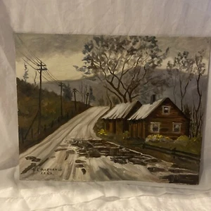 Harry L Hickman Oil Painting - Cabin by the Road - 16 X 20 - Picture 1 of 4