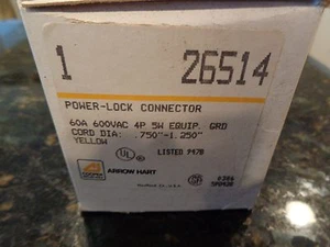 NEU IM KARTON CAT # 26514 COOPER, ARROW HART, POWER-LOCK STECKER 60A, 600V, 4P, 5W  - Bild 1 von 3