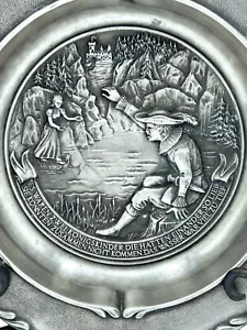 VTG REIN ZINN Pewter Metal Plate German 95% 9" Wall Hanging READ FOR TRANSLATION - Picture 1 of 12