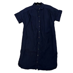 J Crew Kleid XS Baird McNutt Irish Linen Hemd Knopf Navy Blau Midi Minimalistisch - Bild 1 von 7
