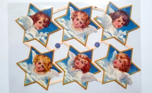 Glanzbilder Oblaten ~  ef 7439  Engel Köpfe Putti Scrap Albumbilder Poesie - Bild 1 von 1