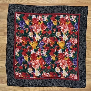 Sciarpa seta Albert Nipon 30" quadrata colori floreali vivaci fiori primavera paisley - Foto 1 di 6