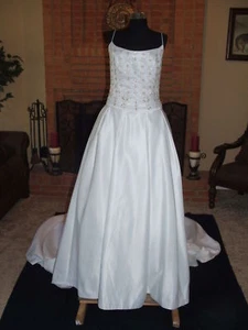 NWT $ 2800 MOONLIGHT BRIDAL whte gold Accent Wedding Gown Formal Train size 12 - Picture 1 of 5