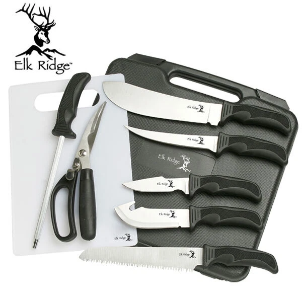 ¡NUEVO! 9 piezas Juego de cuchillos Elk Ridge Big Game Hunter con estuche de transporte Foto 1 de 1