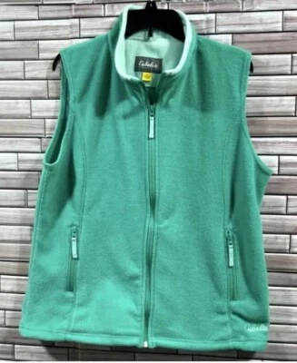 Cabelas 女式 L 背心外套绿松石绿色软壳全拉链夹克 Y2K — 第 1/4 张图片