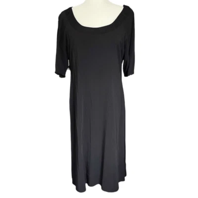 Theory Dazell Charm Dress Black Viscose Silk Size Medium Elbow Sleeves - Image 1 of 4
