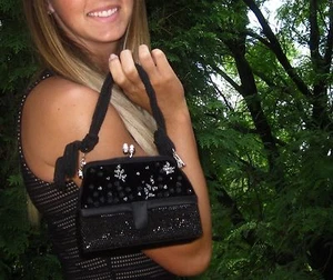 Judith Leiber 007 SPY GEAR BLACK Clutch SWAROVSKI CRYSTAL SCHULTERTASCHE SAMT - Bild 1 von 12