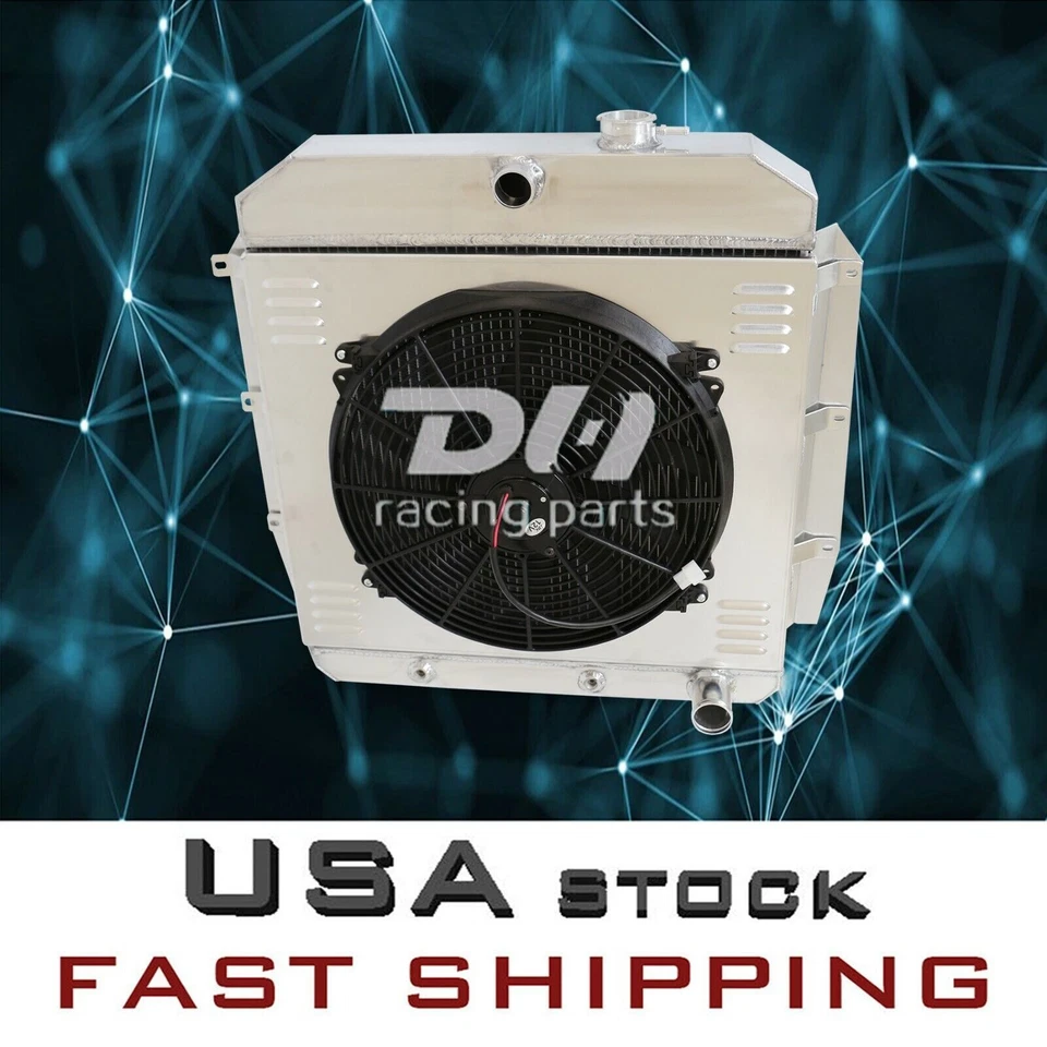 DPI5559 4 filas radiador y cubierta y ventilador apto para Chevrolet 3B 3C 3D 3E 3F 3G TrucK Foto 1 de 4