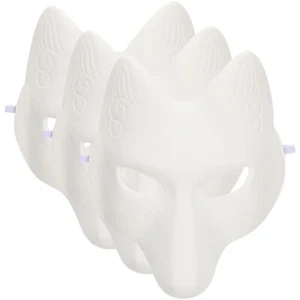 3pcs Masquerade Blank Mask Fox Masks Costume Cosplay Mask DIY Unpainted Fox Mask - Picture 1 of 11